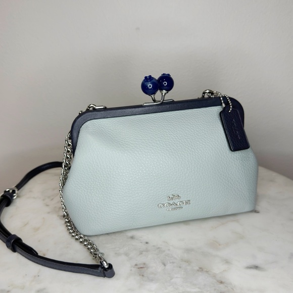 Coach Nora Blueberry Kisslock Crossbody Clutch Light Teal Midnight Multi - Picture 2 of 11